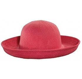 Sun Hats Women's Knitted Poly Straw Big Brim Hat - Coral - C2128M3TCL1 $30.83