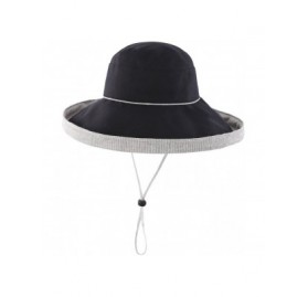 Sun Hats Women's Cotton Fold Up Wide Brim Sun Bucket Hat UPF50 Beach Sun Hat - Black - CD18D49H98C $16.36
