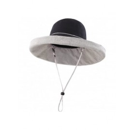 Sun Hats Women's Cotton Fold Up Wide Brim Sun Bucket Hat UPF50 Beach Sun Hat - Black - CD18D49H98C $16.36