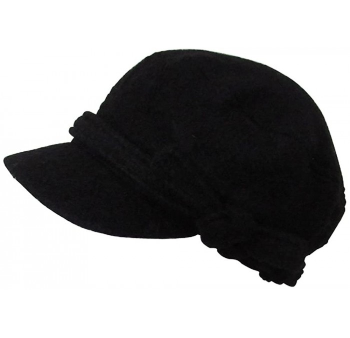 Visors Women's Girls Beret Hat Short Brim Outdoor Wool Visor Cap - Black - CP1867UMYC8 $11.25