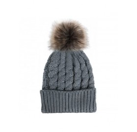 Skullies & Beanies Women's Knit Winter Hat Pom Pom Beanie - Dark Grey - CE18HKK97IU $17.29