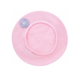 Berets Beaded Lavender Circle on Beret for Women 100% Cotton - Light Pink - CD18R4YD27G $16.04