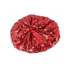 Berets Women's Fashion Fun Sparkle Sequins Shimmer Stretch Beret Beanie Hat - Red - C012J28GRLD $9.98