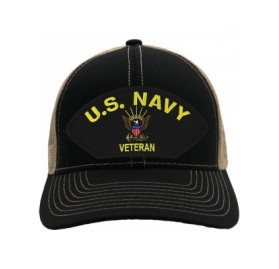 Baseball Caps US Navy Veteran Hat/Ballcap Adjustable One Size Fits Most - Mesh-back Black & Tan - CZ18HY5QWNW $25.71