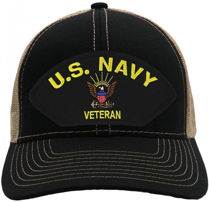 Baseball Caps US Navy Veteran Hat/Ballcap Adjustable One Size Fits Most - Mesh-back Black & Tan - CZ18HY5QWNW $44.24