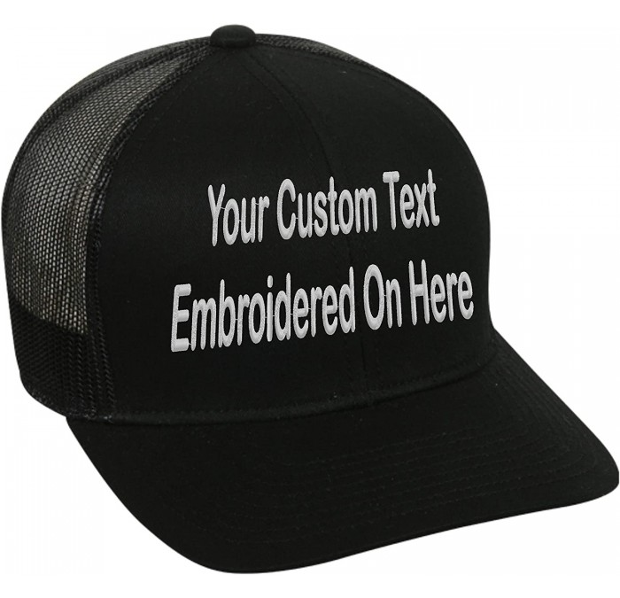 Baseball Caps Custom Trucker Mesh Back Hat Embroidered Your Own Text Curved Bill Outdoorcap - Black - CX18S6DKXW3 $45.36