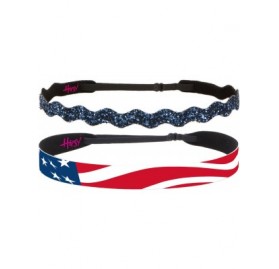 Headbands Adjustable American Flag 4th of July Headbands for Women Girls & Teens (2pk American Flag & Navy Bling Glitter) - C...