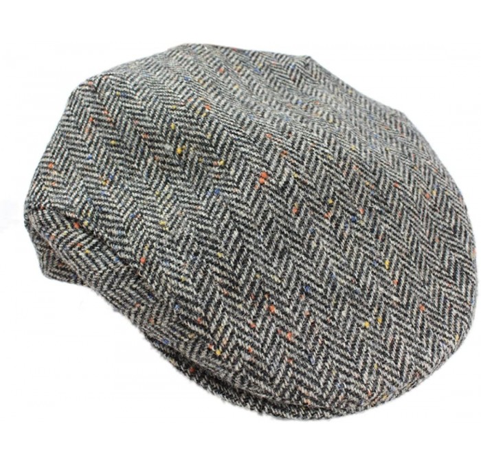 Newsboy Caps Weavers Men's Irish Flat Cap Wool Grey Herringbone Made in Ireland - CQ11QZDKM83 $77.03
