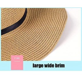 Sun Hats Sun Straw Hats for Women Floppy Foldable Wide Brim Summer Beach Hat UV Protection - A Khaki - CD18G4UQY2H $17.44
