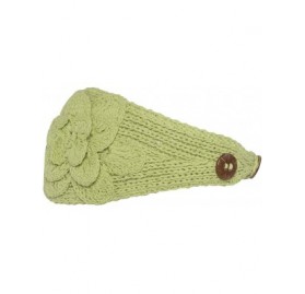 Cold Weather Headbands Womens Headwrap Flower Headband w/Button - Light Green - CI115O2OS5T $11.21