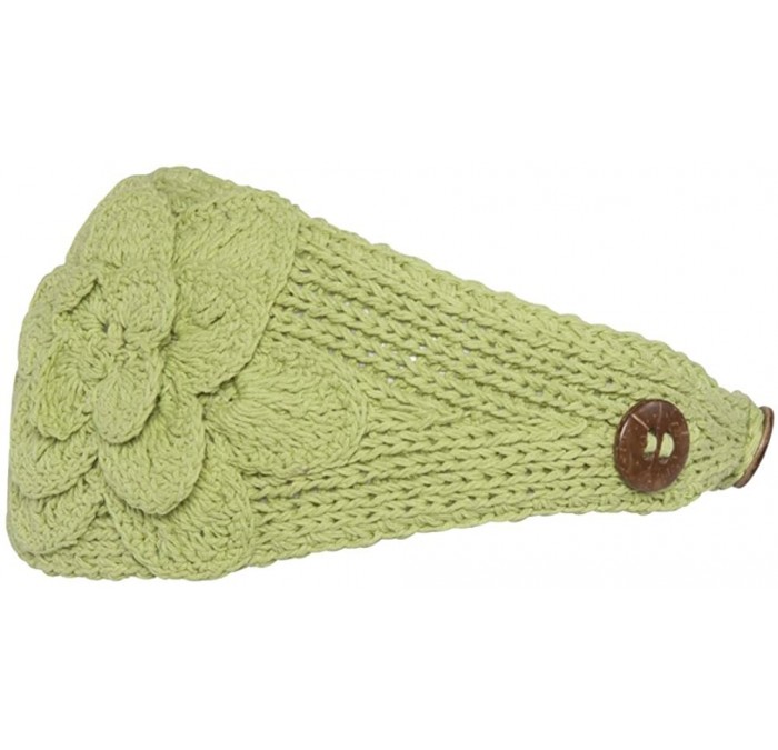 Cold Weather Headbands Womens Headwrap Flower Headband w/Button - Light Green - CI115O2OS5T $11.21