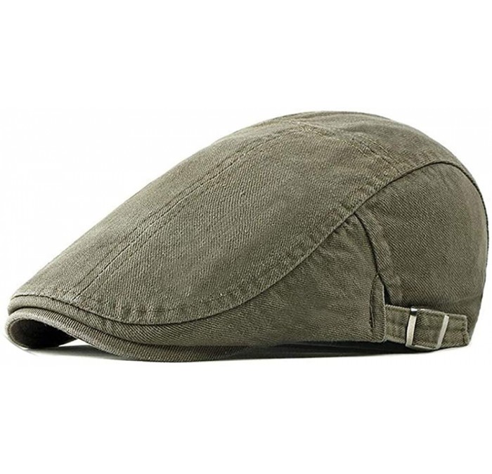 Newsboy Caps Flat Cotton Newsboy Cap Ivy Gatsby Cabbie Hats for Men Women - Army Green - CN18SW4M3XK $26.73