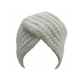 Skullies & Beanies Chunky Knit Acrylic Turban Head Wrap - White - C9116M90E0L $17.14