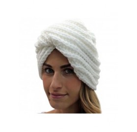 Skullies & Beanies Chunky Knit Acrylic Turban Head Wrap - White - C9116M90E0L $17.14