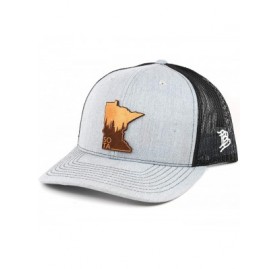 Baseball Caps Minnesota 'The Sota' Leather Patch Hat Curved Trucker- OSFA/Heather Grey/Black - CC18LQRZ9UY $53.88