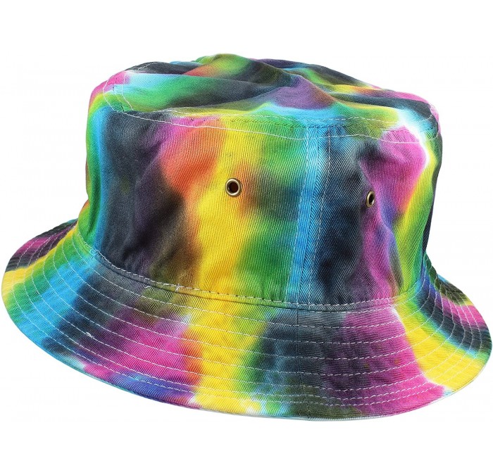 Bucket Hats 100% Cotton Packable Fishing Hunting Summer Travel Bucket Cap Hat - Tie Dye Color - B - C818EMGXCR2 $33.71