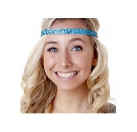 Headbands Women's Adjustable NO Slip Skinny Bling Glitter Headband - Gunmetal & Teal - CE11OI91BHH $11.01