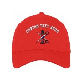 Baseball Caps Custom Soft Baseball Cap Barber Pole Scissors Embroidery Twill Cotton - Red - CM18SKR93A3 $18.87