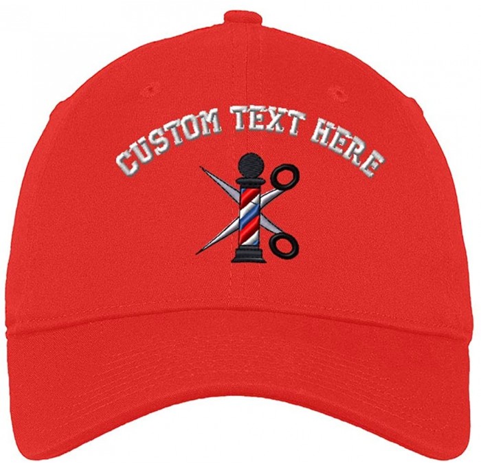 Baseball Caps Custom Soft Baseball Cap Barber Pole Scissors Embroidery Twill Cotton - Red - CM18SKR93A3 $39.84