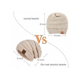 Skullies & Beanies Slouchy Beanie Hat for Women- Winter Warm Knit Oversized Chunky Thick Soft Ski Cap - Dark Gray+white - CC1...