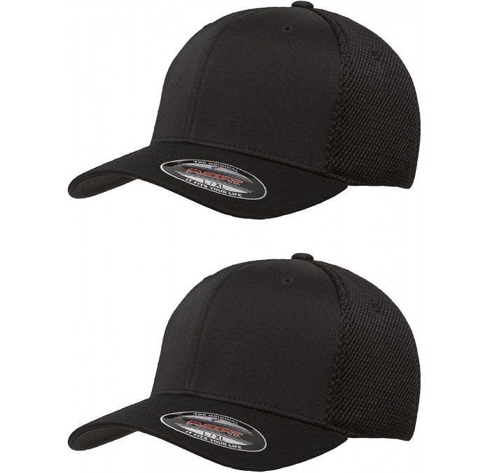 Baseball Caps Ultrafibre Airmesh Fitted Cap - 2pack (2-black Caps) - CS12GZ98O59 $25.04
