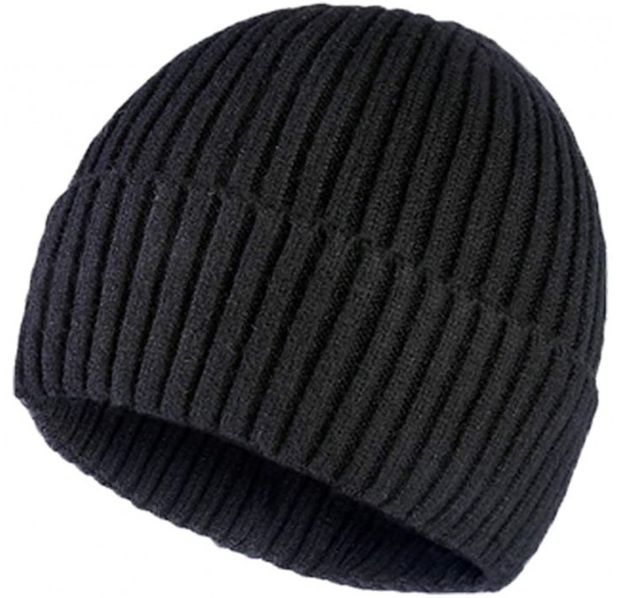 Skullies & Beanies Beanie Hat for Men Women Knit Slouchy Skull Cap Winter Unisex Rolled Up Hats - Black - CV193I4AGG9 $20.68