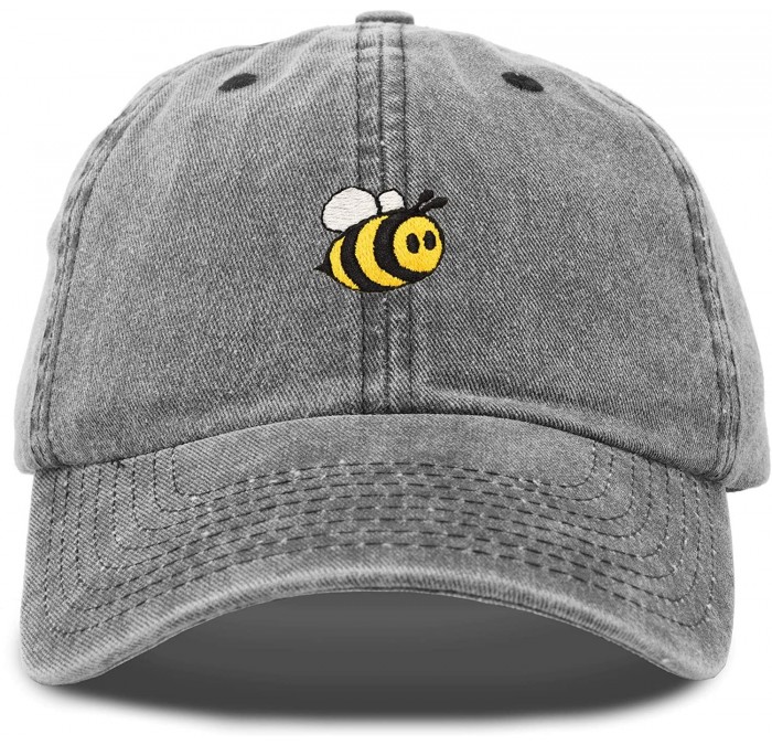 Baseball Caps Bumble Bee Baseball Cap Dad Hat Embroidered Womens Girls - Washed Black - CE18W6D0LKU $22.90