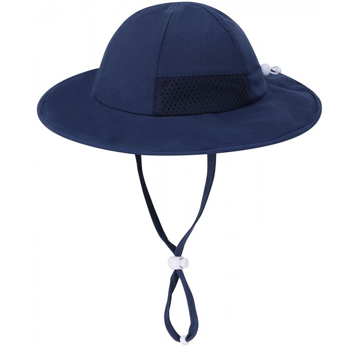 Sun Hats Toddler's Adjustable UPF 50+ Sun Protection Wide Brim Travel Hat - Navy - CH193ZW9M3I $24.50