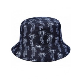Bucket Hats Unisex Cute Print Bucket Hat Summer Fisherman Cap - Cactus Black - CU199E53ZRL $20.33