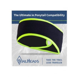 Balaclavas Women's Ponytail Headband - Fleece Earband - Winter Running Headband - Black / Hi-vis - CF11BV6DALT $14.03