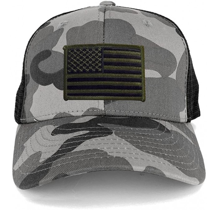 Baseball Caps US American Flag Embroidered Iron on Patch Adjustable Urban Camo Trucker Cap - UUB - Black Olive Patch - CW12N7...