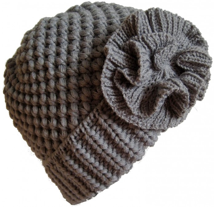 Skullies & Beanies Winter Hat for Women Girl Teen's Winter Thick Knit Beanie Ski Hat M-10A - Charcoal - CQ11Q7V0W9H $19.51