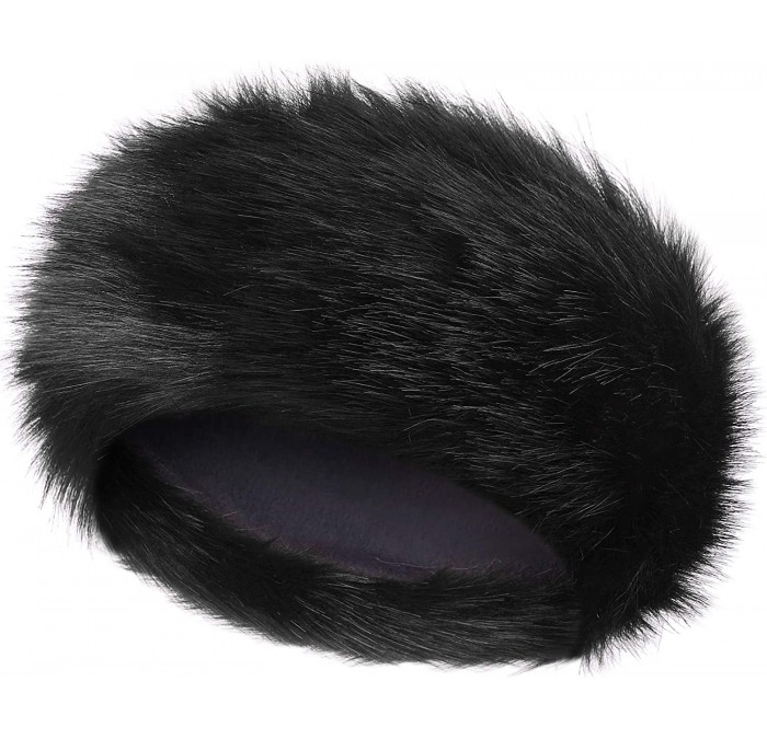 Cold Weather Headbands Faux Fur Headband Women's Winter Earwarmer Earmuff Hat Ski - Black - CZ18HYM2OUX $11.06