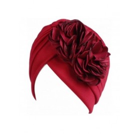 Skullies & Beanies Women Muslim Solid Flowers Cancer Chemo Hat Turban Headbands Hair Loss Wrap Cap - Red - CV186OEK564 $8.54