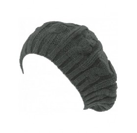 Berets Cable Fashion Knit Beret (2 Pack) - Charcoal - CE11BXWHBQH $12.48