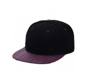 Baseball Caps Plain Animal Snakeskin PU Leather Strapbacks Hat (Black/Brown) - Black/Purple - CO126FY8LV1 $25.00