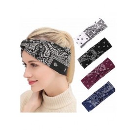 Headbands 4 Pack Women Elastic Criss Cross Head Wrap Sports yoga Headband Twisted Hair Band - 4 Pack(A) - CX18WRK842C $16.34