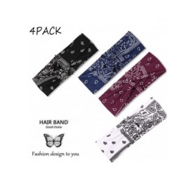 Headbands 4 Pack Women Elastic Criss Cross Head Wrap Sports yoga Headband Twisted Hair Band - 4 Pack(A) - CX18WRK842C $16.34