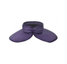 Visors Women's Summer Foldable Straw Sun Visor w/Cute Bowtie - Purple - C011ACVULKR $12.71