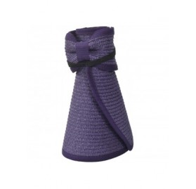 Visors Women's Summer Foldable Straw Sun Visor w/Cute Bowtie - Purple - C011ACVULKR $12.71