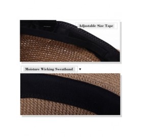 Sun Hats Womens Hand-Crocheted Straw Floppy Sun Hat Foldable UPF Beading Decoration - 89035_beige - CK17YGOG284 $20.81