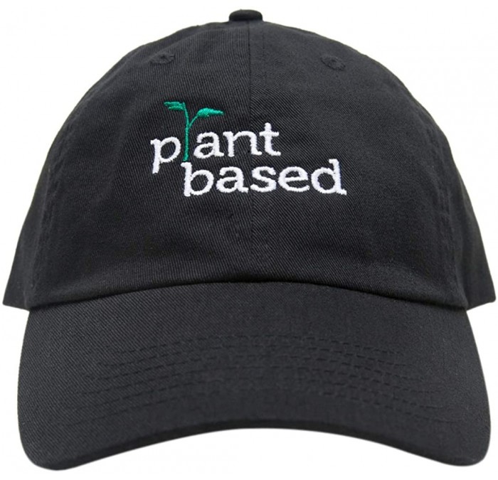 Skullies & Beanies Plant Based Baseball Cap for Women Men - Dad Hat Embroidered Low Profile Adjustable Strap - Black - C418EQ...