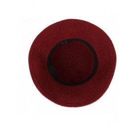 Fedoras Wool Winter Floppy Wide Brim Womens Bowler Fodora Hat DWB1103 - Wine - CE18KG87ROM $29.96