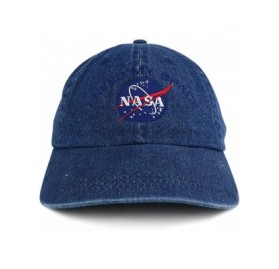 Baseball Caps NASA I Need My Space Low Profile Denim Garment Washed Adjustable Cap - Dark Denim - CL17YI7LGL8 $21.52
