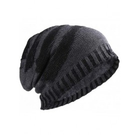 Skullies & Beanies Men Slouchy Knit Beanie Winter Hat with Fleece Thick Scarf Sets - Grey Sets - CH18ZGDWH6G $16.15