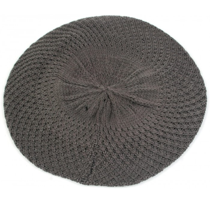 Berets Women's Fashion Knitted Beret Net Style Crochet - Gray - CR1107EQY6P $20.33