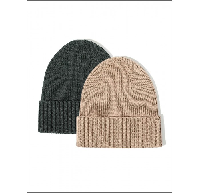 Skullies & Beanies Men Women Beanie Warm Winter Soft Cuff Slouchy Knit Hat 2 Pack - Brown and Forest Green - CM194QTUOQ8 $24.68