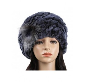 Berets Winter Berets for Womens Rex Rabbit Beanies Knitted Cashmere Hats Multicolour - Jeans Blue 01 - CE19243HX33 $18.89