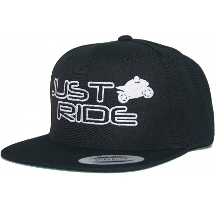 Baseball Caps Street Bike Hat Flat Bill Snapback - Black-white - CY18EUAG7UE $29.81