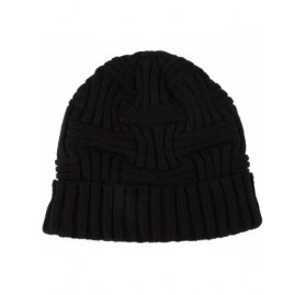 Skullies & Beanies Fleece Lined Knit Beanie Winter Hat Slouchy Watch Cap HZ50031 - Black - CO18L82OHG9 $15.73